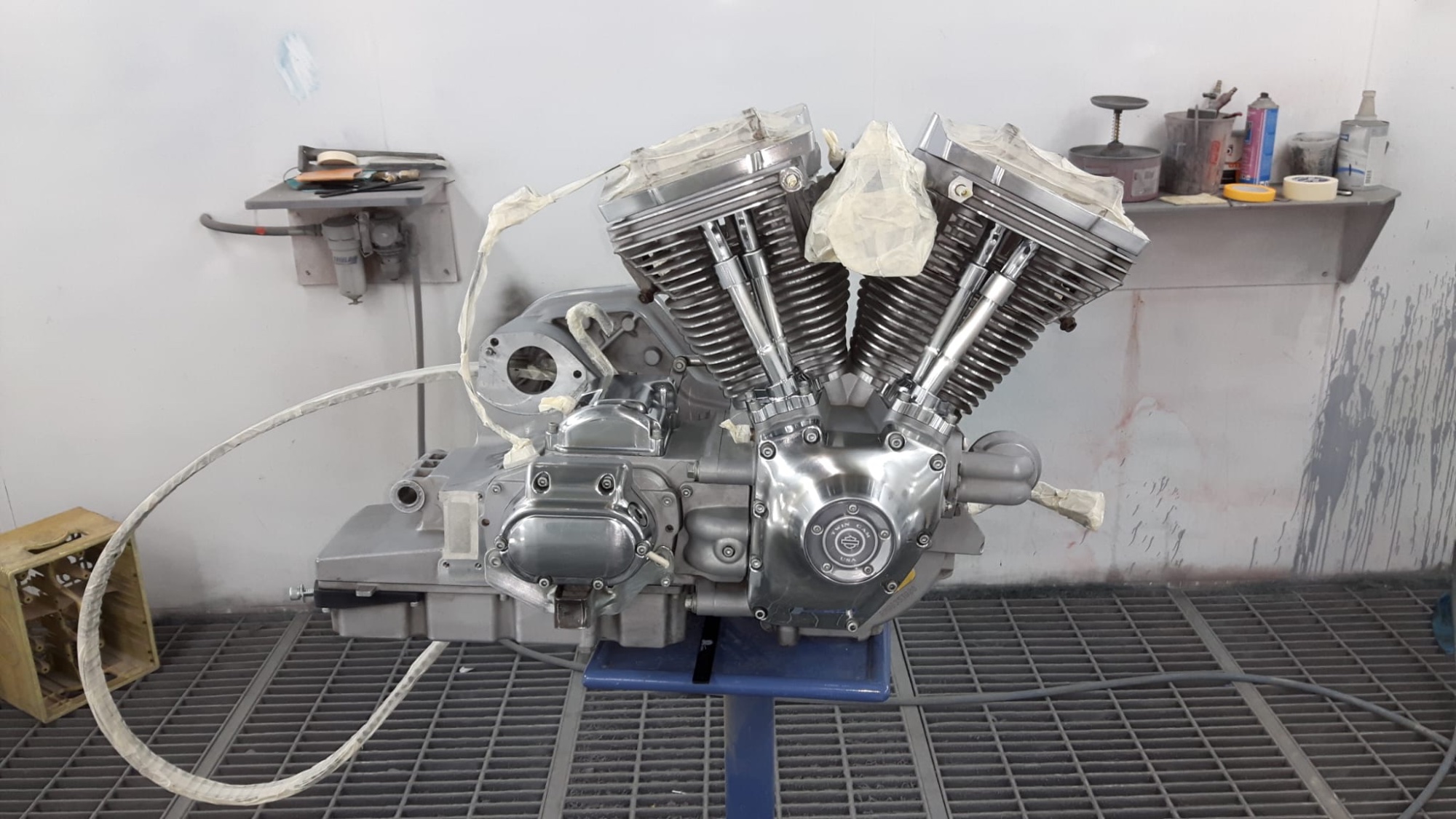 Na – Harley motorblok zwart gespoten